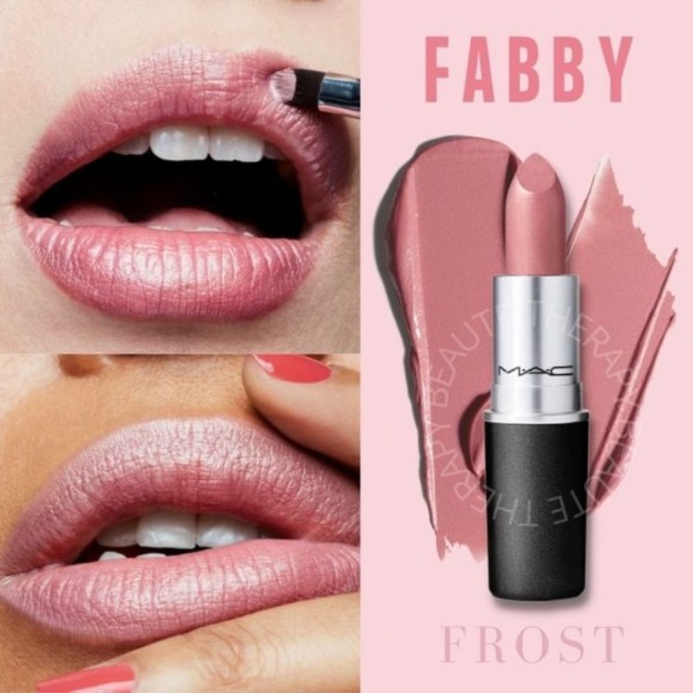 MAC Frost Lipstick in Fabby- Rose Gold With Frost Finish - Y2K 90s Makeup Looks